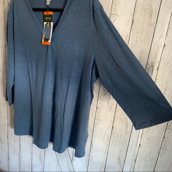 Orvis XXL 3/4 Sleeve V-Neck Linen Blend T-Shirt - Picture 3 of 10